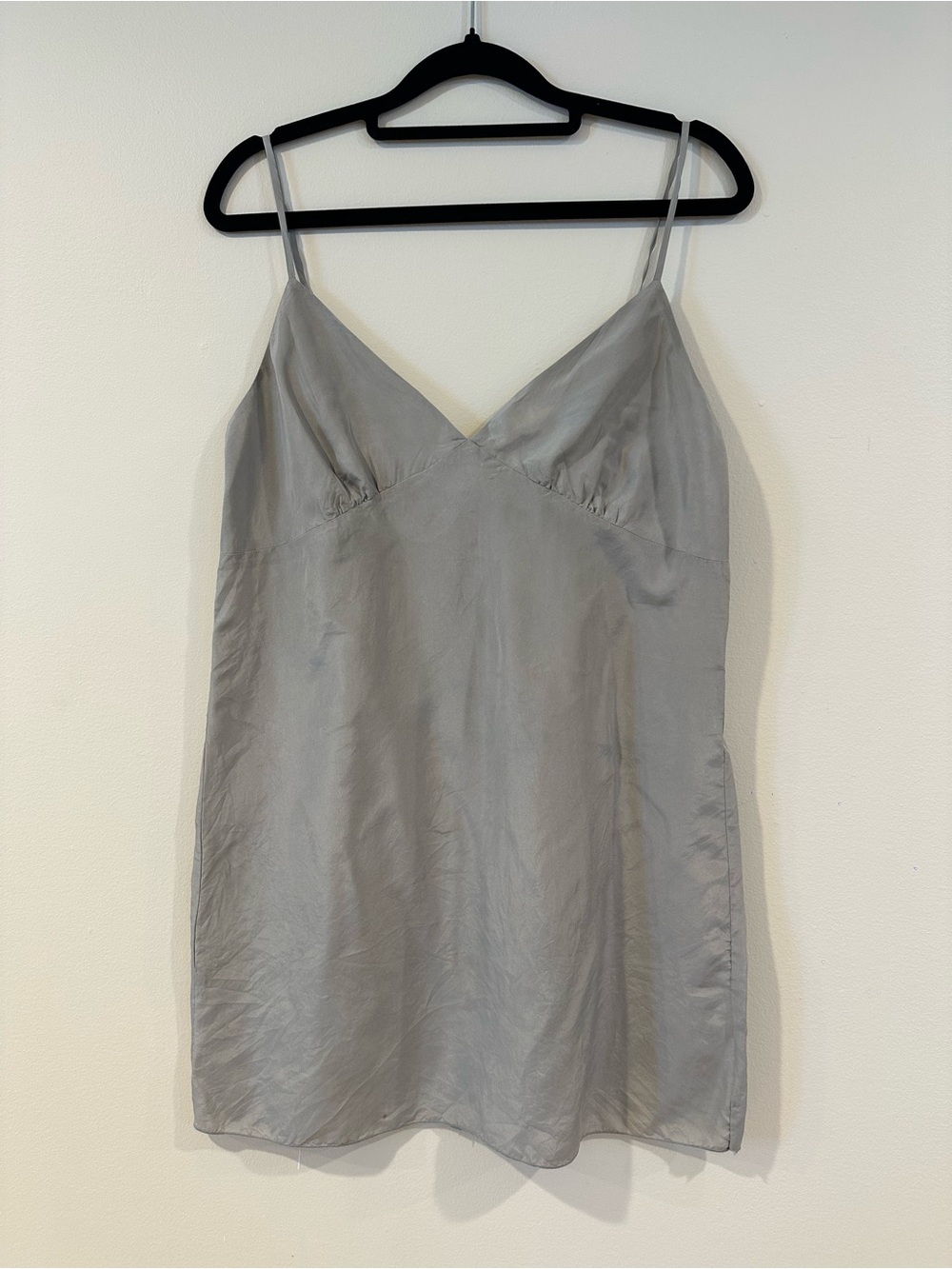 Marc Jacobs Silver-Gray Silk V-Neck Slip Chemise